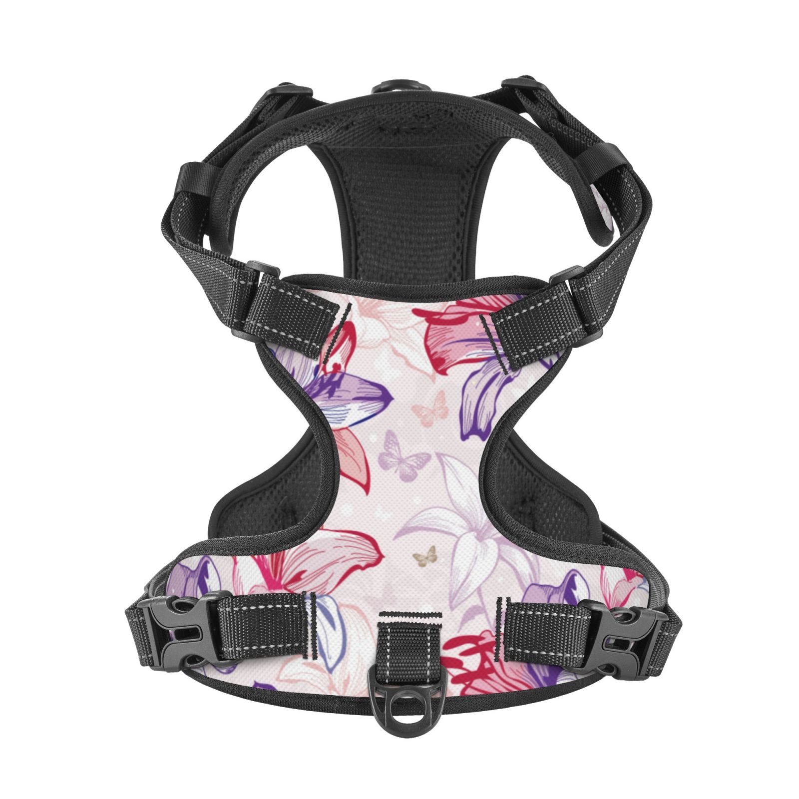 Kdxio Lilies Flowers Print No Pull Dog Harness Adjustable Reflective Oxford Easy Control Medium Large Dog Harness for Training and Everyday-Small