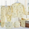 thumbnail image 2 of Baby Boy Girl Clothes Sets Cute Tops+Hat+Pants+Bib+Sock Shose+Romper Outfits Set Baby Jumpsuit 0-3 Months Baby Layette Set XZNPDUCQ, 2 of 8