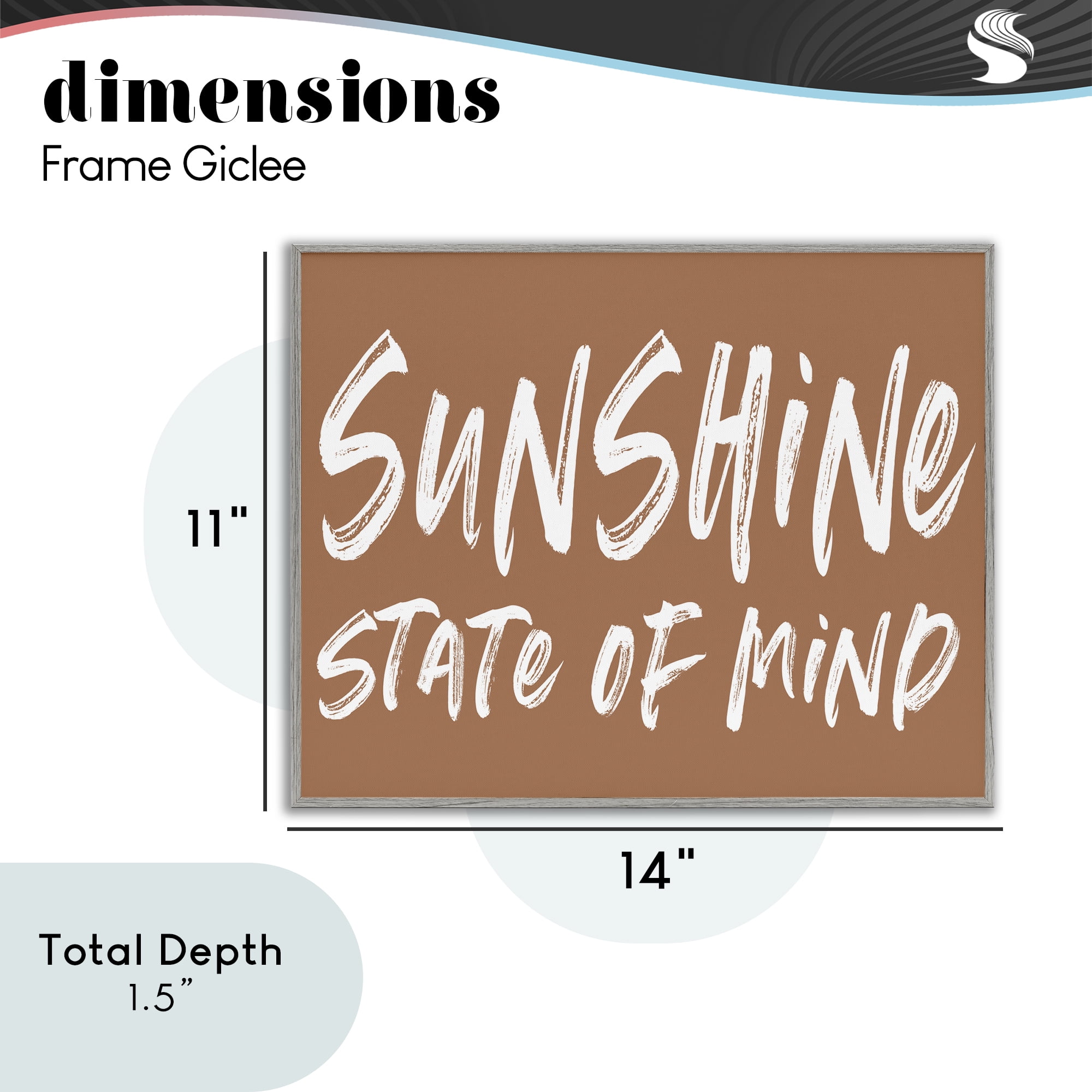 Summery Sunshine State Of Mind Gray Framed Giclee Art, design by Lettered and Lined
