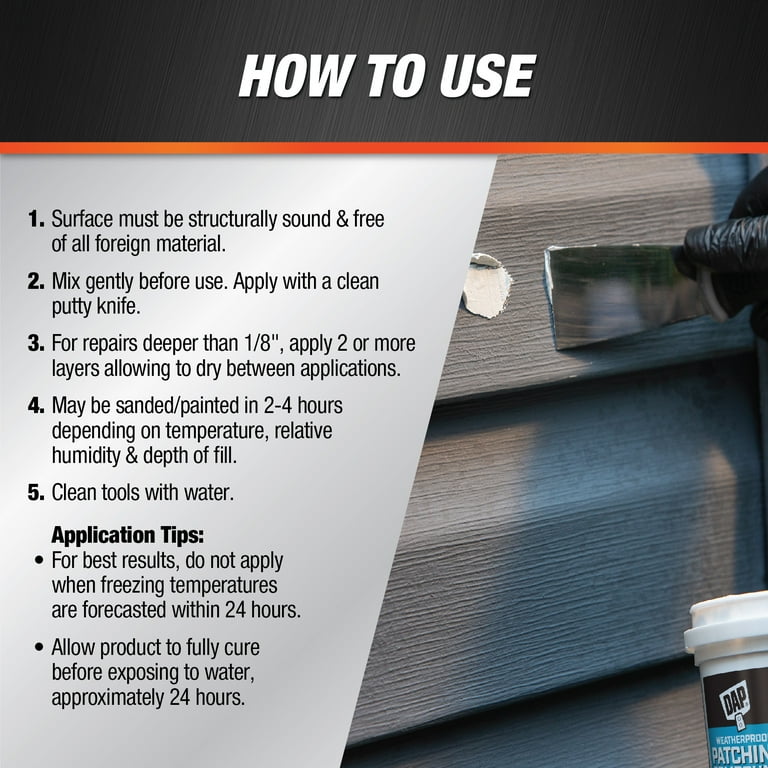 DAP Patching Compound 16 oz, Weatherproof White Filler photo 4