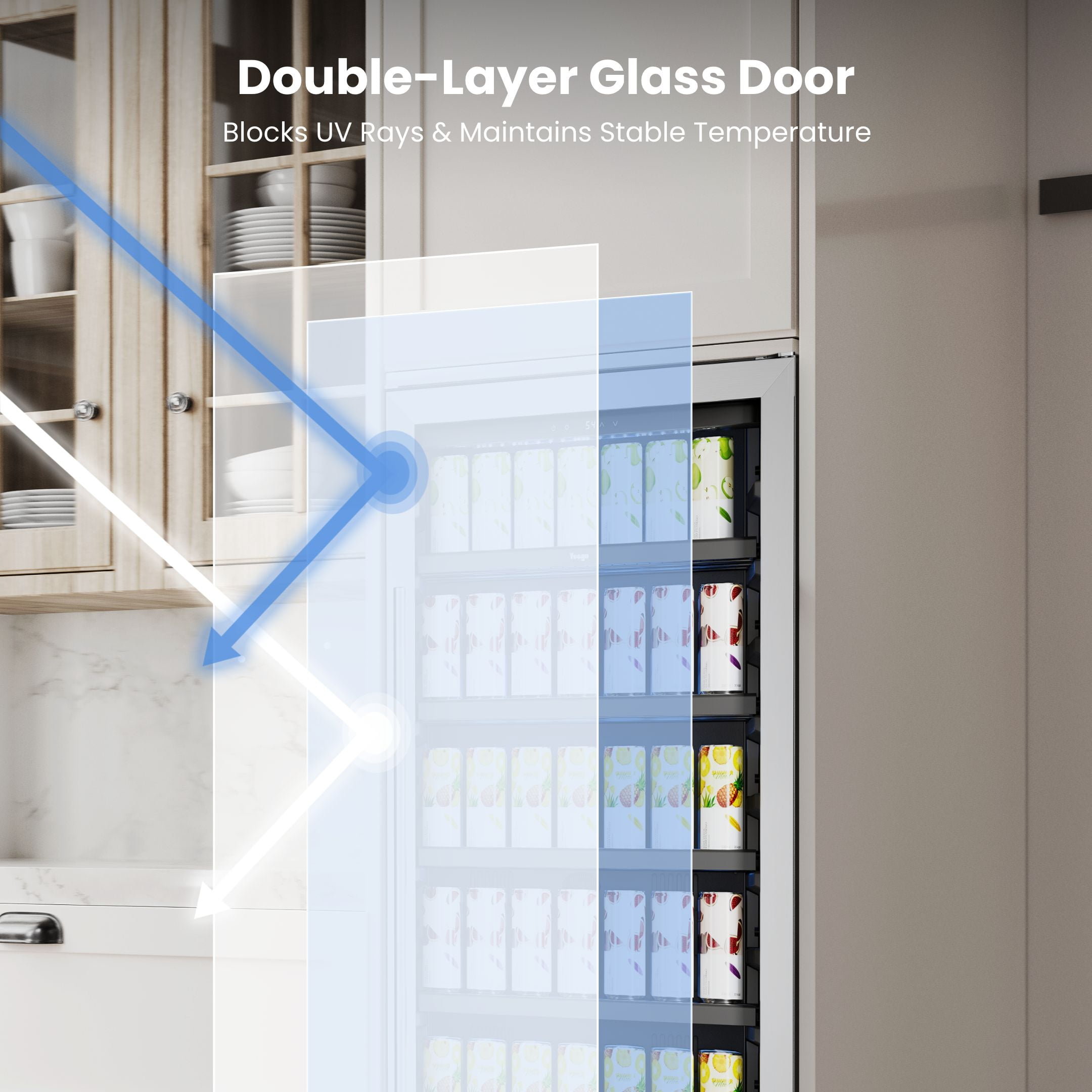 Yeego 238 Cans Beverage Refrigerator,275L Beverage Cooler with Glass Door for Home Bar