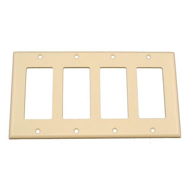 Placa de pared Leviton Decora GFCI de 4 elementos, termoendurecible, color almendra claro