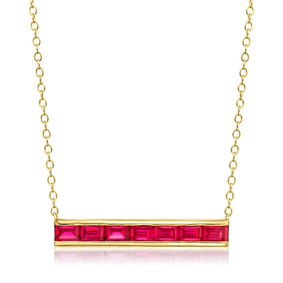 Pure Collection by Ross-Simons 1.80 ct. t.w. Lab-Grown Ruby Bar Necklace in 18kt Gold Vermeil, Women's, Adult