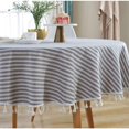 thumbnail image 3 of 2024 Round Tablecloth Striped Tablecloths Fringe Table Runner Simple And Elegant Home Textiles For Indoor, 3 of 3