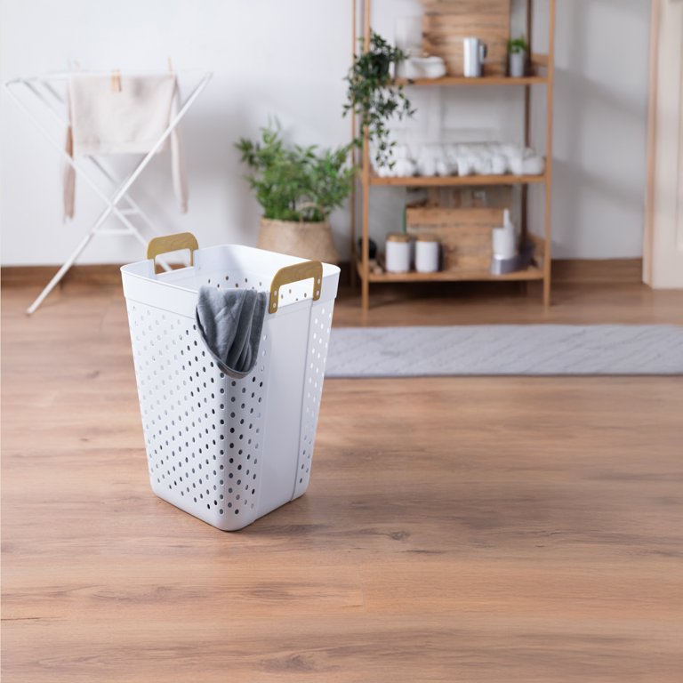 2 pack) Mainstays Plastic Laundry Hamper, Large Square, Flexible