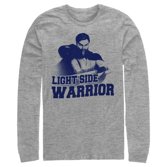 Men's Star Wars: The Clone Wars Obi-Wan Kenobi Light Side Warrior  Long Sleeve Shirt Athletic Heather 2X Large