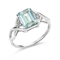 Gem Stone King 2.33 Cttw Sky Blue Simulated Aquamarine and White Diamond 3-Stone Engagement Ring for Women | 925 Sterling Silver | Three Stone Wedding Anniversary Promise Ring for Women | Size 5