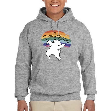 Live With Pride Polar Bear. Hoodie Men -Smartprints Designs Male 3X-Large