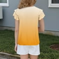 thumbnail image 3 of Aofany Girls Summer Short Sleeve Tees 2025 Trendy Gradient Printed Crewneck Pleated Ruffle Short Sleeve Shirts Toddler Girls Casual Clothes, 5-13 Years, 3 of 4