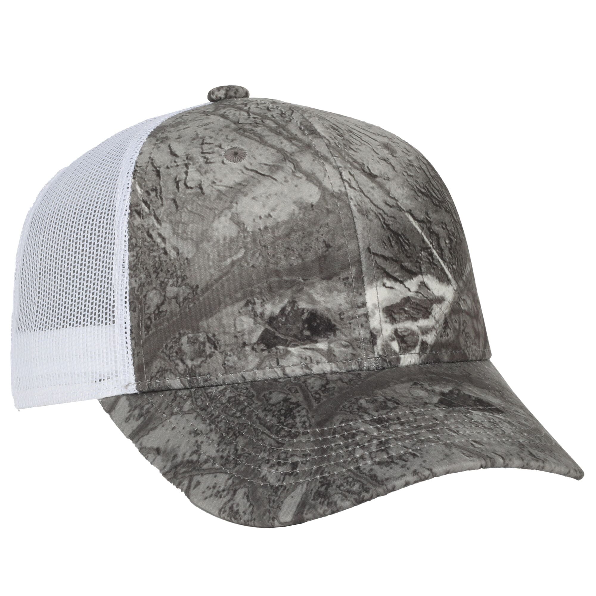 Realtree® Fishing WAV3 Grey Camo Trucker Hat – Structured Mid Profile Snapback, One Size