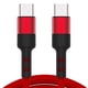 thumbnail image 2 of Cable de datos USB C macho a macho, duradero, 60 W, 3 A, 3,8 mm de diámetro exterior, cable de carga rápida 150 cm rojo, 2 of 9