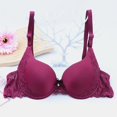 thumbnail image 2 of Small Chest Push Up Bra Underwire Lace Beautiful Back Daily Comfort Supportive Bra #Wine,M, 2 of 3