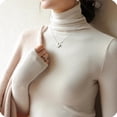 thumbnail image 4 of Camisas de manga larga con cuello alto para mujer, jerséis casuales ajustados y ajustados, camisetas con capas, 4 of 6