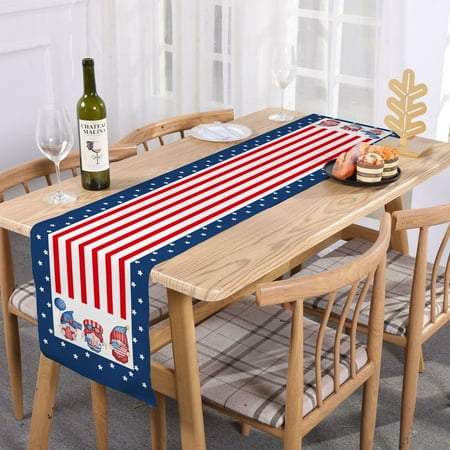

WANYNG American Flag 4th July Patriotic Memorial Day Table Runner Independence Day Holiday Kitchen Table Decoration Indoor Outdoor Home Party Decoration One Size