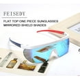 thumbnail image 2 of FEISEDY Oversized Mirror Shield Sport Sunglasses Flat Top One Piece Futuristic Men Women B2522, 2 of 15