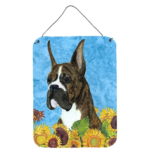 Boxer in Summer Flowers Wall or Door Hanging Prints