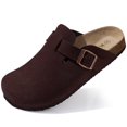 thumbnail image 1 of Zuecos de gamuza de corcho para mujer y hombre, zapatillas con plantilla de corcho, sandalias de playa a la moda para exteriores con soporte para el arco, zapatos para estar por casa sin cordones, 1 of 6