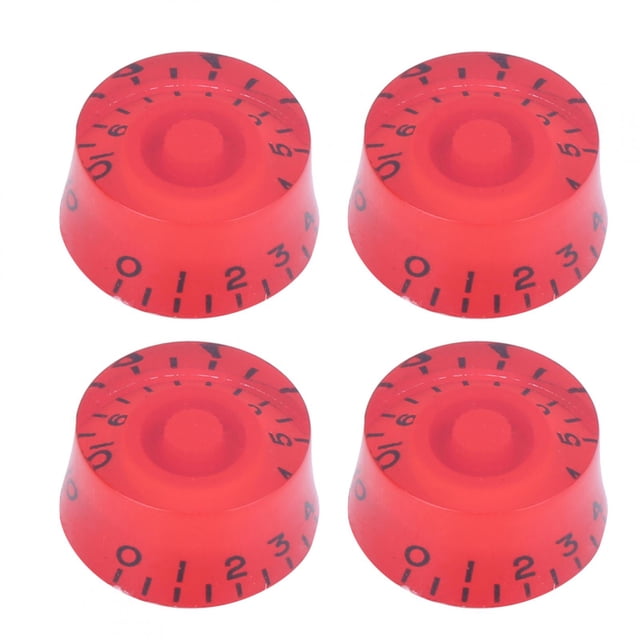 4Pcs Acrylic Bass Knobs Electric Guitar Volume Control Potentiometer Hat Guitar AccessoriesBlack on Red