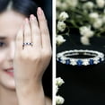 thumbnail image 3 of Rosec Jewels Full Eternity Ring with Lab Created Blue Sapphire and Moissanite for Women (AAAA Grade Sapphire) - Ready to Gift, 14K White Gold, US 5.50, 3 of 8