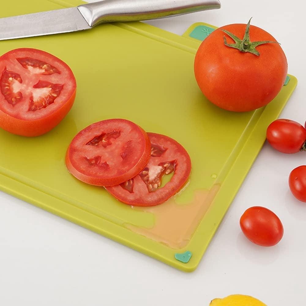 NOGIS Kitchen Artist | 4 pieces Color-Coded Plastic Cutting Board Set with stand | Keep Kitchen Organized | Separate Cooked and Food | Compact & Save Space