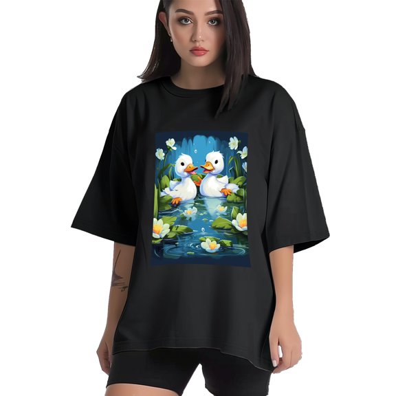Plus Size Shirt for Women Black Tops for Women Short Sleeves Shirt for Women Duck T Shirt Crewneck Shirt for Women XS