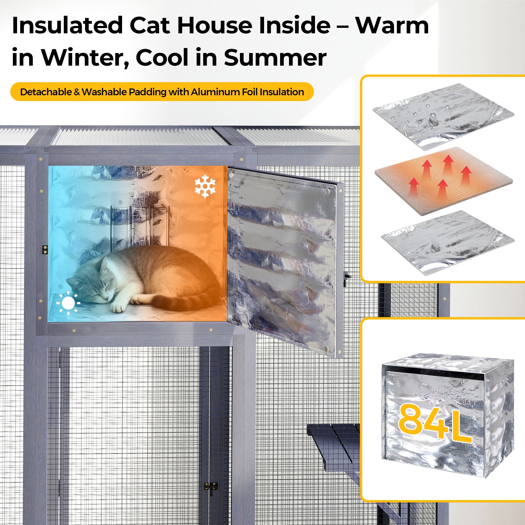 COZIWOW Extra Large Outdoor Cat House with 4-Way Pet Door & Weatherproof PVC Protector Hood