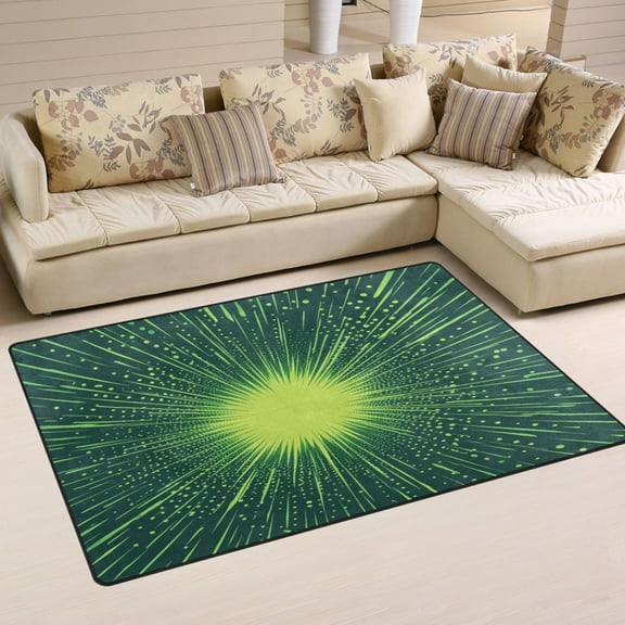 Carpet Mat with Memory Foam Ultra-Soft and Non-Slip Area Rug 31"x20" Green Lightning Bolts