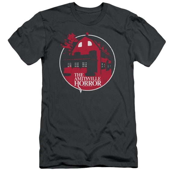 Amityville Horror Red House Adult 30/1 T-Shirt Charcoal