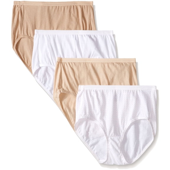 Hanes Women's Platinum Cotton Creations Comfort Briefs - 4 Pack, Assorted, 7