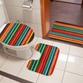 thumbnail image 5 of Colored Stripes Bathroom Rugs Set Mexico Style Abstract Modern Art Non Slip Absorbent Soft Bath Mats 3 Piece Set with Bathroom Rug, U-Shaped Floor Mat, Toilet Seat Cover Small Size, 5 of 9