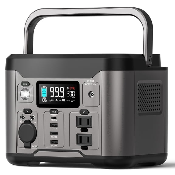 Goosiay 300W 296Wh Portable Power Station with 60W PD and Pure Sine Wave AC Outlet, Gray