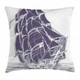 thumbnail image 1 of Nautical Throw Pillow Cushion Cover, Old Sail Boat in the Ocean on White Background Pirate Tresure Retro Illustration, Decorative Square Accent Pillow Case, 24 X 24 Inches, Cadet Blue, by Ambesonne, 1 of 2