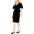 thumbnail image 1 of maison Jules Vestido asimétrico cruzado de terciopelo para mujer, negro, XXL, 1 of 1
