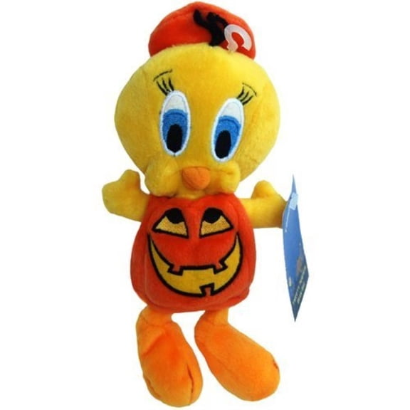 1998 Tweety Pumpkin Halloween Bean Bag Plush Warner Bros Toons of Terror 8”