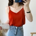 thumbnail image 2 of HAPIMO Women's Summer Tank Tops Sleeveless Shirts for Girls Chiffon Camisole V-Neck Blouse Solid Color Print Tops Casual Loose Fit Camis Vest Savings Red M, 2 of 3