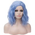thumbnail image 1 of BUFASHION Pelucas sintéticas cortas de 14 pulgadas para mujer, color azul claro, rizadas, rectas, para cosplay, con flequillo de aire, 46 colores disponibles (azul claro), 1 of 3