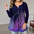 thumbnail image 3 of Askfv Womens Tie-Dye Henley Tops V Neck T-Shirts Button up Tunic Casual Flowy Pleats Long Sleeve Blouses, 3 of 3