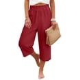 thumbnail image 4 of iHPH7 Womens Cotton Cropped Pants Loose Capri Gauze Pants Elastic Waist Trousers Linen Blend Lightweight Capris for Women Cotton Pants for Women Palazzo Capris for Women (S-XXL), 4 of 7