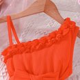 thumbnail image 5 of Dresses Kids Toddler Ruffles Sleeveless Floral Prints Ribbed Princess Dress Clothes Dress Girls Orange 12 Months-18 Months, 5 of 6