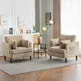 thumbnail image 6 of Ktaxon Corduroy Accent Chair, Reading Chair with Rubberwood Legs, Sofa with Armrest Pockets, Two Armrest Pillows, Thick Cushions,  for Home Office Khaki, 6 of 7