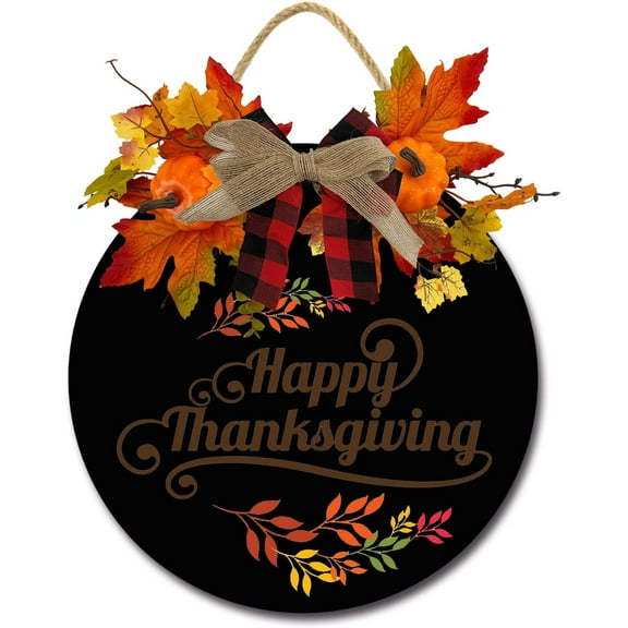 Eveokoki 12" Thanksgiving Wreaths for Front Door, Welcome Sign for Front Door Farmhouse Front Porch Decor Fall Wreaths,Rustic Door Hangers Front Door, Thanksgiving Day Housewarming