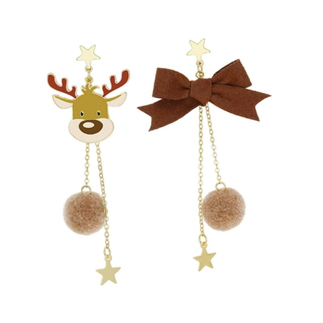 Pendientes colgantes de de Navidad , nudo de mariposa de ciervo de Navidad, elegante y atractivo, chapado en oro, mujeres, niñas,