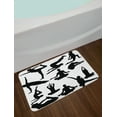 thumbnail image 2 of Meditation Bath Mat, Yoga Postures Woman Body Relaxation Chakra Mystic Hobby Theme Hippie Print, Non-Slip Plush Mat Bathroom Kitchen Laundry Room Decor, 29.5 X 17.5 Inches, Black White, Ambesonne, 2 of 2