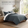 thumbnail image 5 of EverGrace 100% Cotton Quilt Queen Size, Pre-Washed Modern Grid Stitch Lightweight Bedspread Coverlet for All Season, Oversized 3-Piece Bedding Set with 2 Pillow Shams, Midnight Blue, 5 of 8