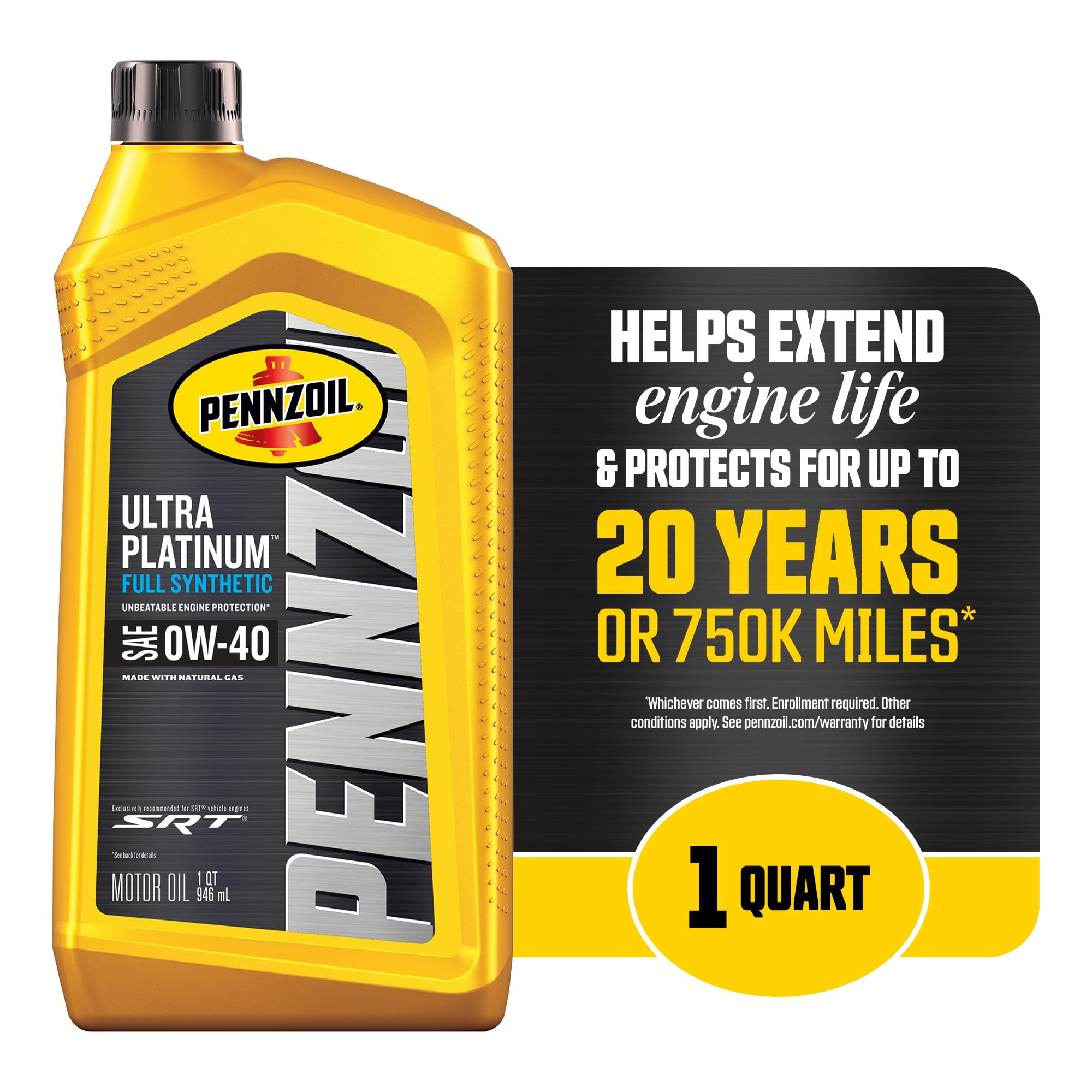 Pennzoil Ultra Platinum 0W-40 6本セット Pennzoil Ultra Platinum Full Synthetic 0W-40 Motor Oil (1