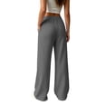 thumbnail image 5 of Dxzfnsa Women's Wide Leg Sweatpants Casual Solid Color Straight Leg Sweat Pants Womens Soft Drawstring Elastic Pants with Pockets, 5 of 6