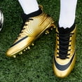 thumbnail image 2 of Fenlogft Men's Shoes High-Top Soccer Molded Cleats, Medium Low Heel Platform Closed Toe, Gold 4.5, 2 of 7