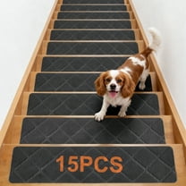 RELOIVE Stair Treads for Wooden Steps Indoor, 15 Pack 8" X 30" Non Slip Carpet Stair Treads with Reusable Adhesive for Kids Elders and Dogs,Dark Grey