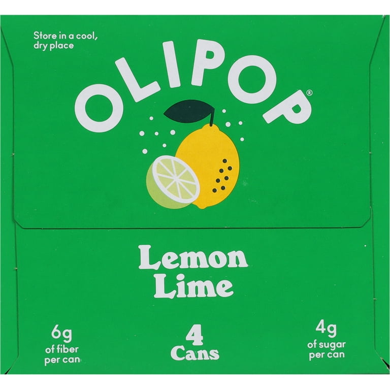 OLIPOP Prebiotic Soda, Lemon Lime, 12 fl oz, 4 Pack, Pantry Packs