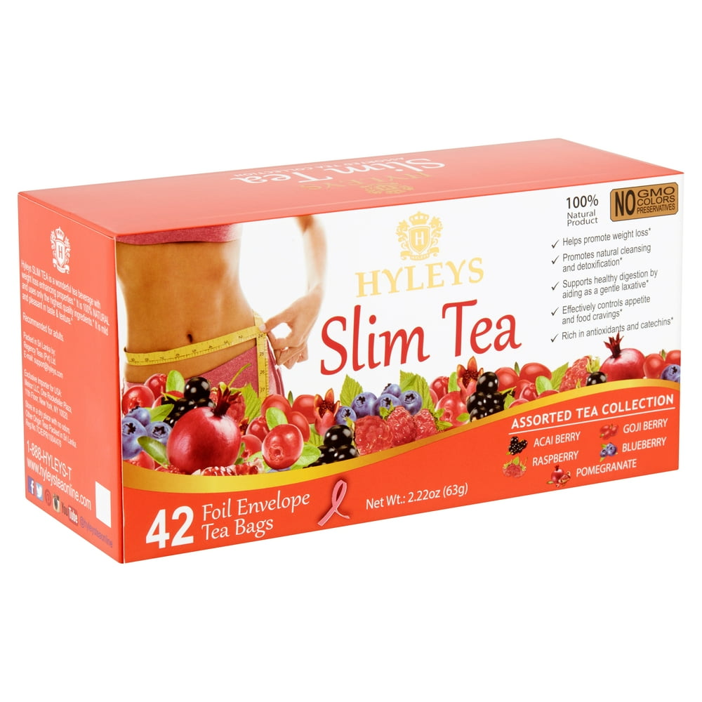 Hyleys Assorted Tea Collection Slim Tea Bags, 0.05 oz, 42 count